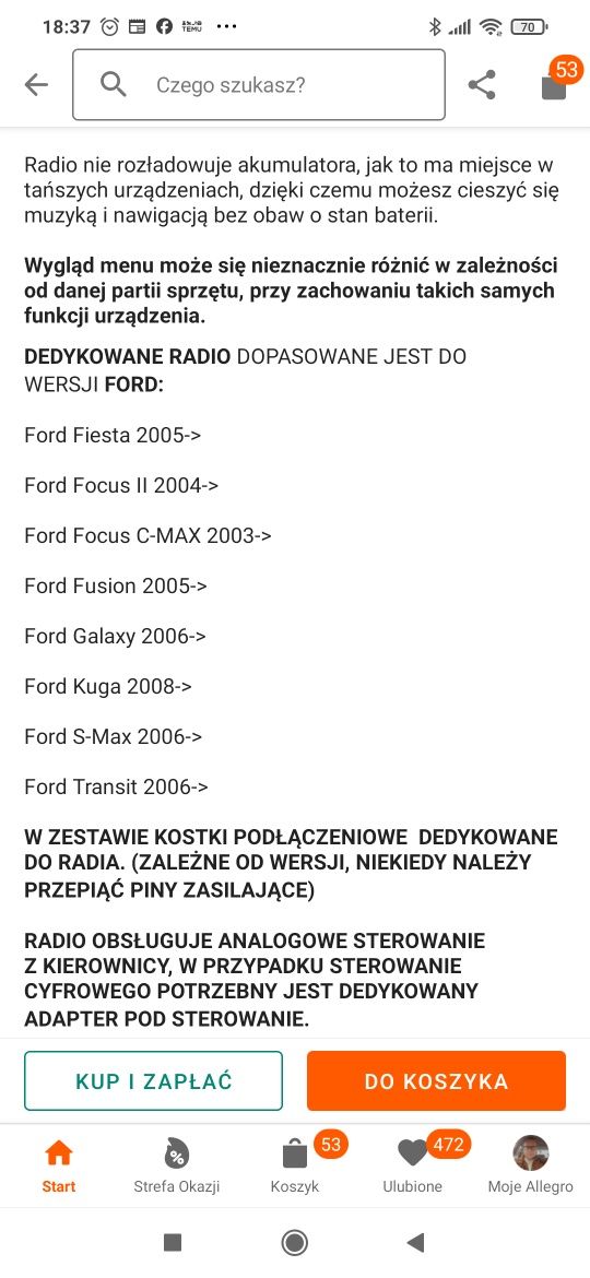 Radio nowe android Ford Focus Galaxy itp.