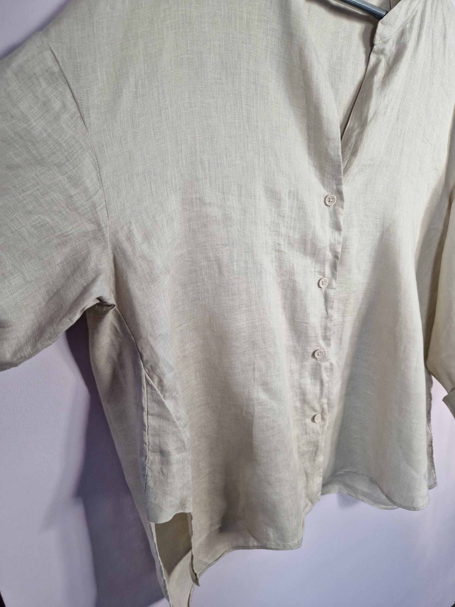 Lniana koszula, bluzka koszulowa Zara, XL-4XL