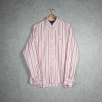 Koszula Tommy Hilfiger w paski różowa, tommy hilfiger striped shirt