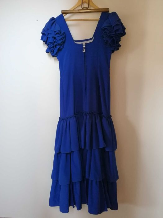 Vestido Sevilhana novo, nunca vestido, azul, 46