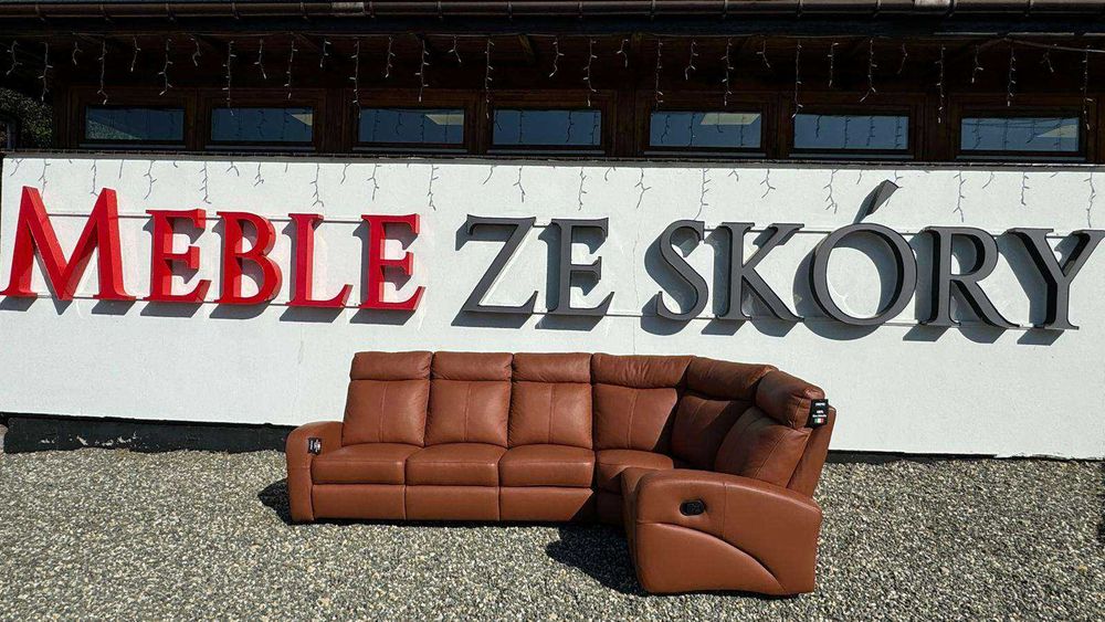Od ręki! -30% Narożnik ASTON, gruba skóra, funkcja relaks -PROMOCJA!