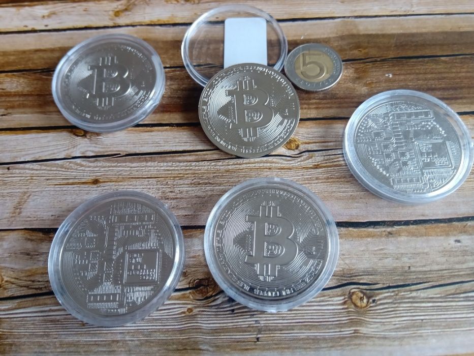 Bitcoin/kryptowaluta srebrny - moneta kolekcjonerska. Piękna!