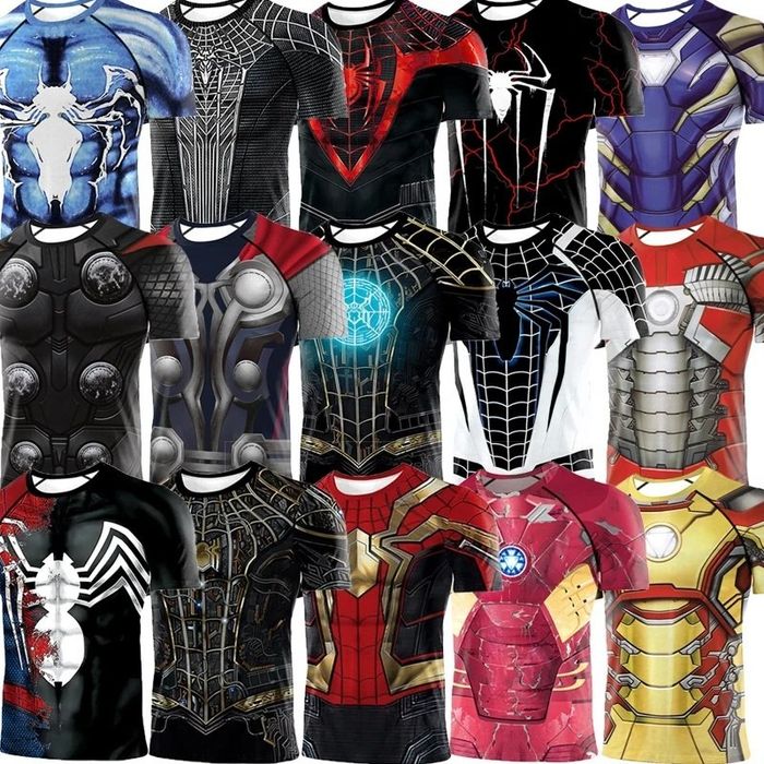 Koszulki sportowe typu spider man itd