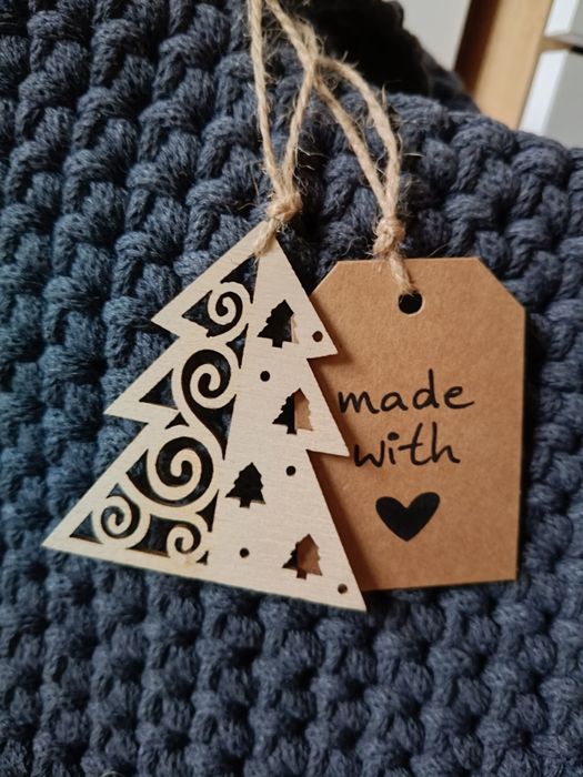 Zestaw torebka kosmetyczka na prezent święta ze sznurka handmade szara