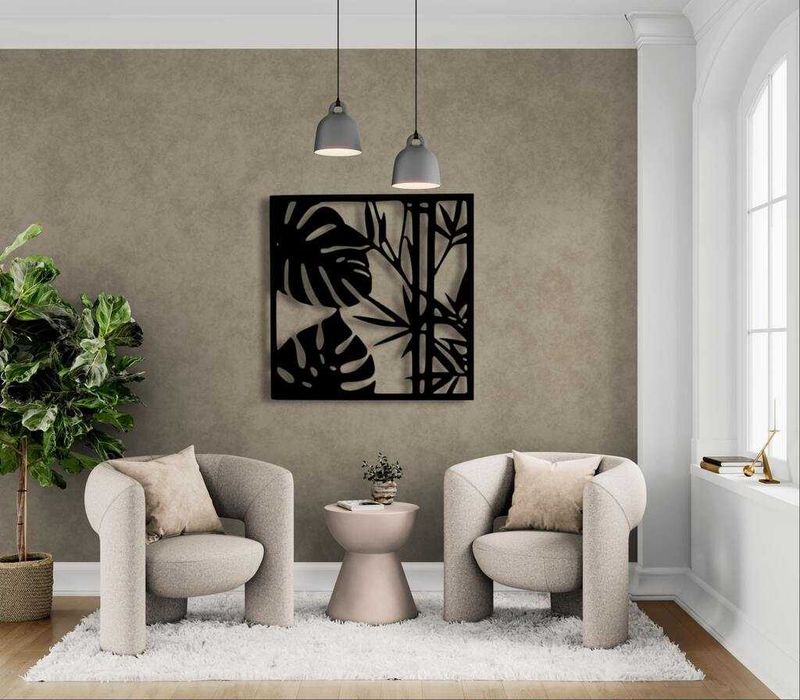 Nowoczesny czarny ażurowy obraz z MDF 3 mm – 60x60 cm