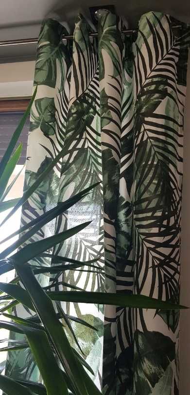 Zasłony liście monstera lato przelotki dom wystrój wzór 140 x 250