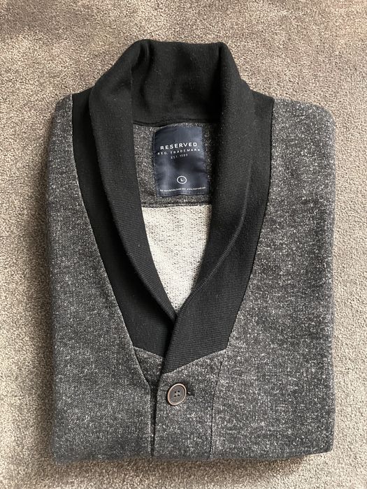 Sweter kardigan męski na guziki Reserved jak nowy r. L czarny melanż