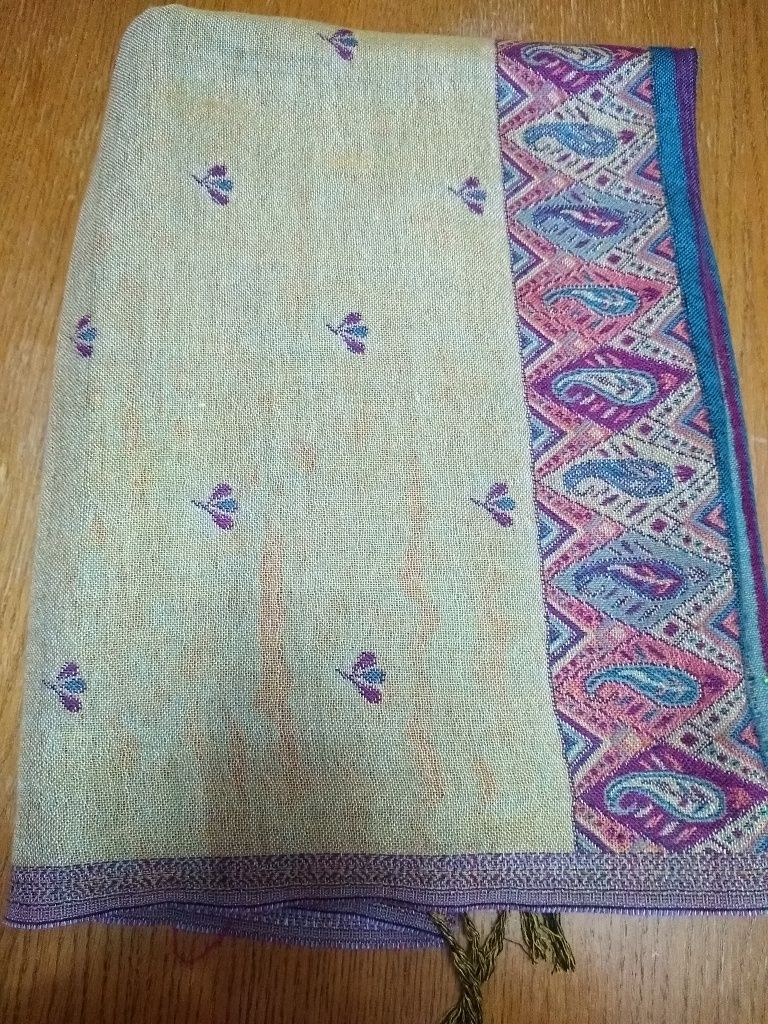 Szal 182x68 wełna z bawełną