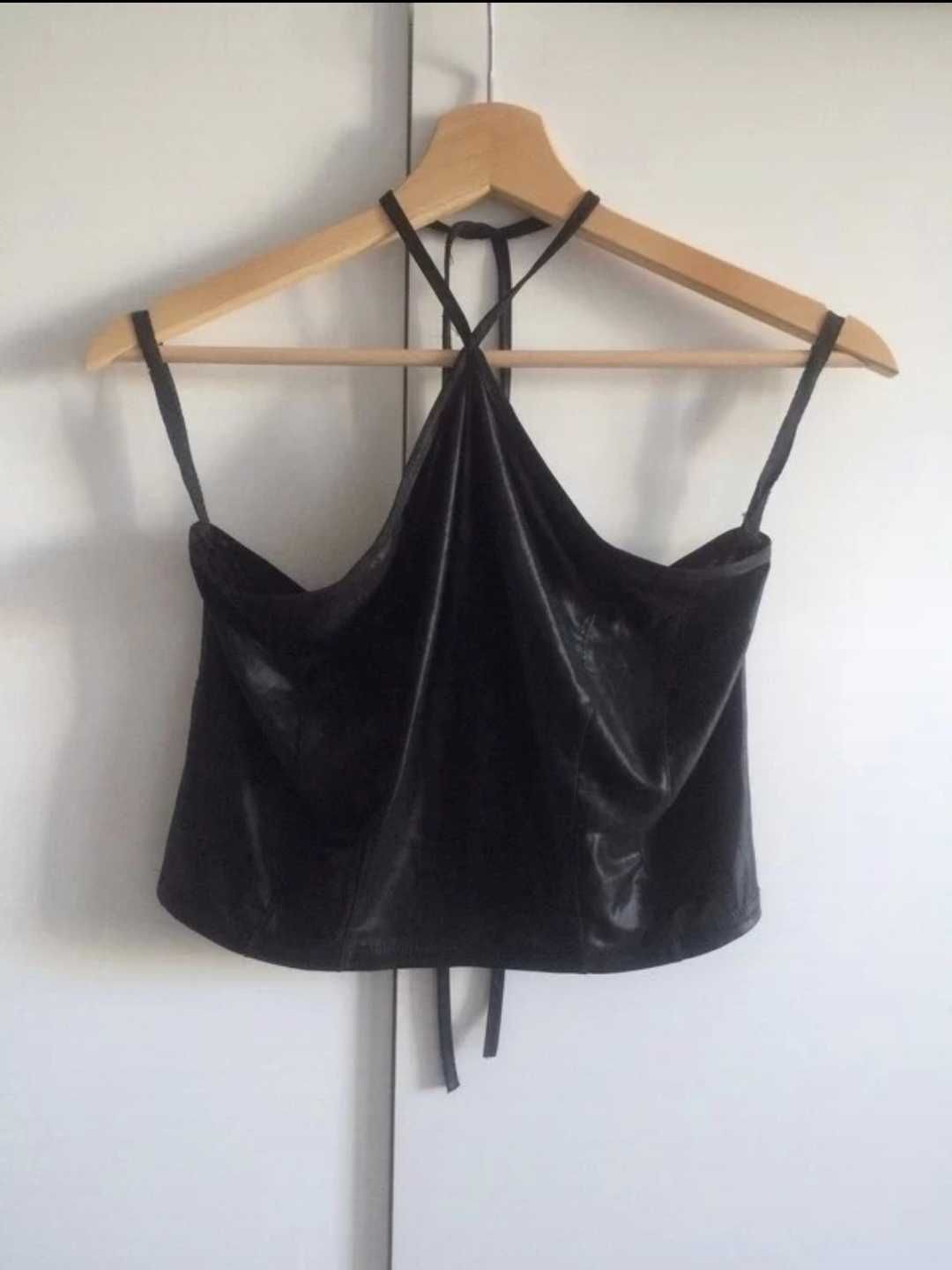 Czarny crop top bluzka gothic visual kei gotyk punk glam rock