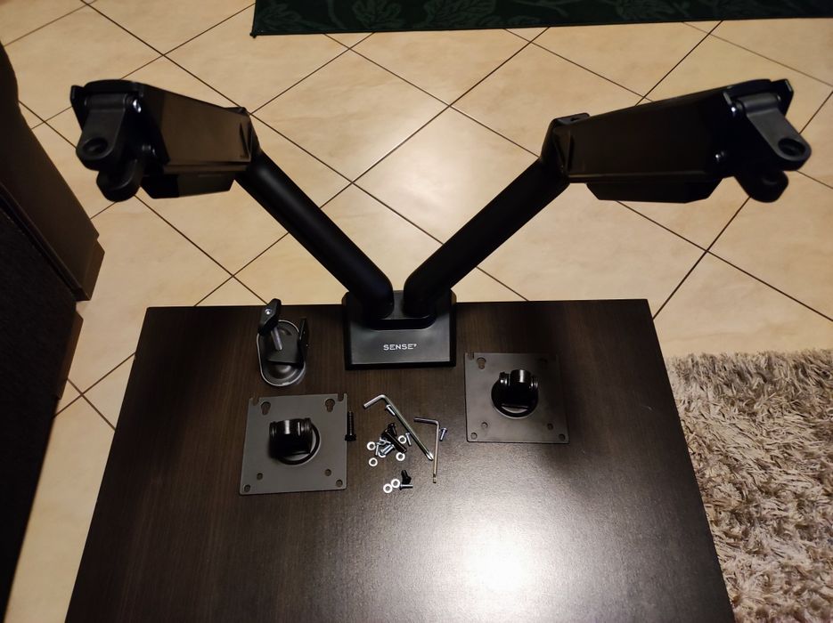 Uchwyt do monitora regulowany podwójny na 2 monitory biurkowy 17-32"