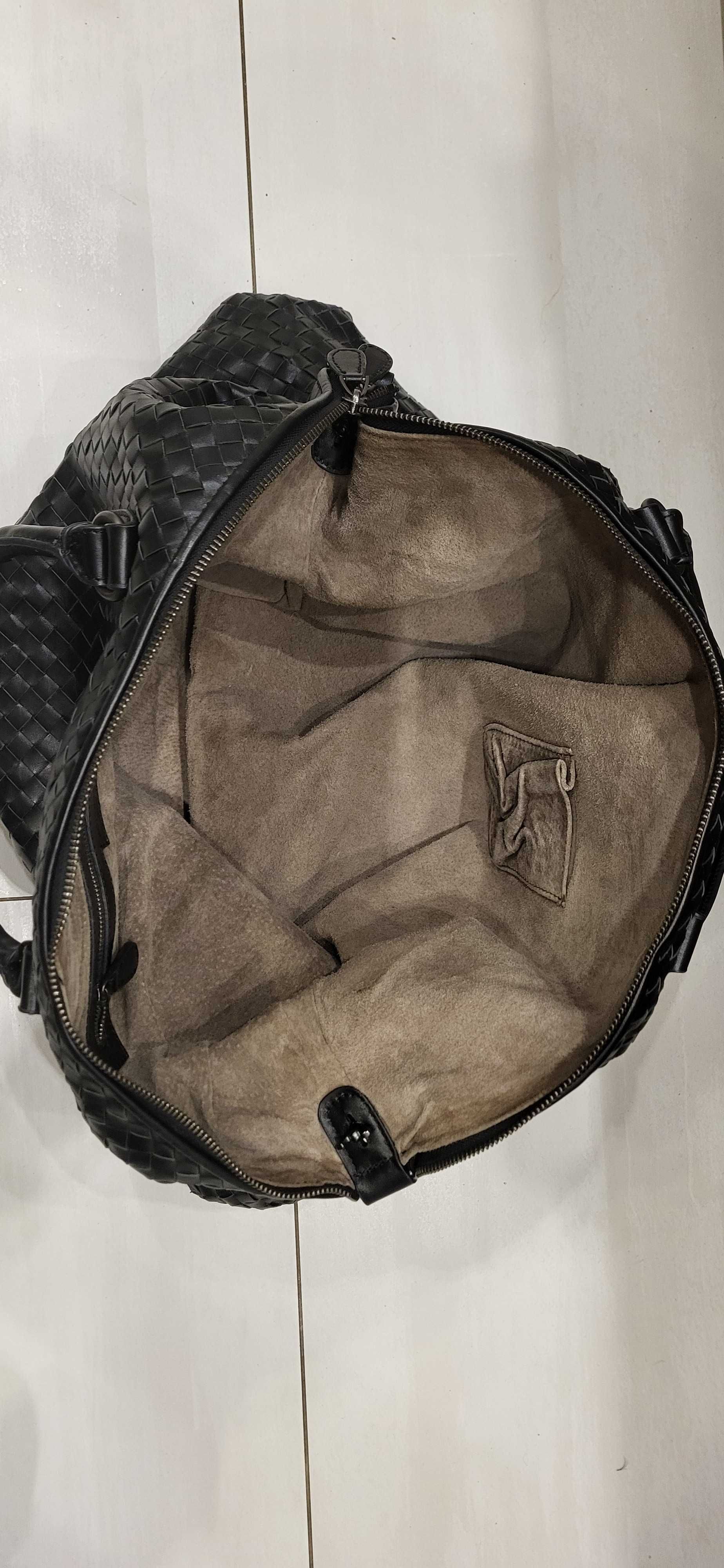 duża skórzana torba damska w stylu Bottega