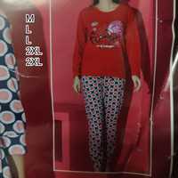 Bawełniana piżama damska czerwona motylki 2xl