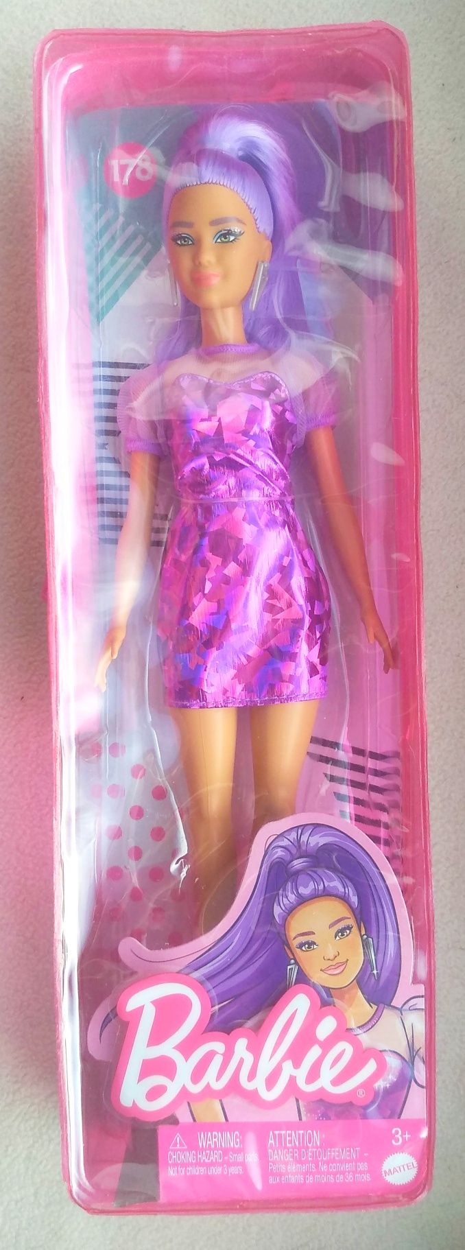 Nowa Barbie Fashionistas 178 Modne Przyjaciółki, lalka Mattel fiolet