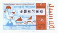 Bilhete da 1ª Lotaria Popular - 10 de Março de 1987