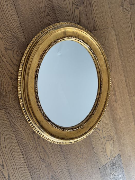 Lustro okrągłe ścienne złote vintage duże 65x55cm