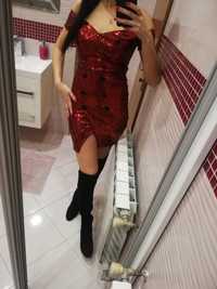Nowa czerwona sukienka święta świąteczna hiszpanka 34 xs 36 s cekiny