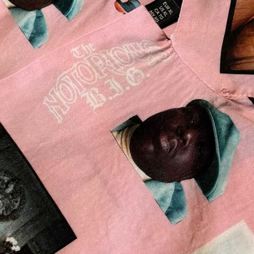 Сорочка Biggie Smalls Notorious BIG Pink Button Up Short Sleeve Shirt