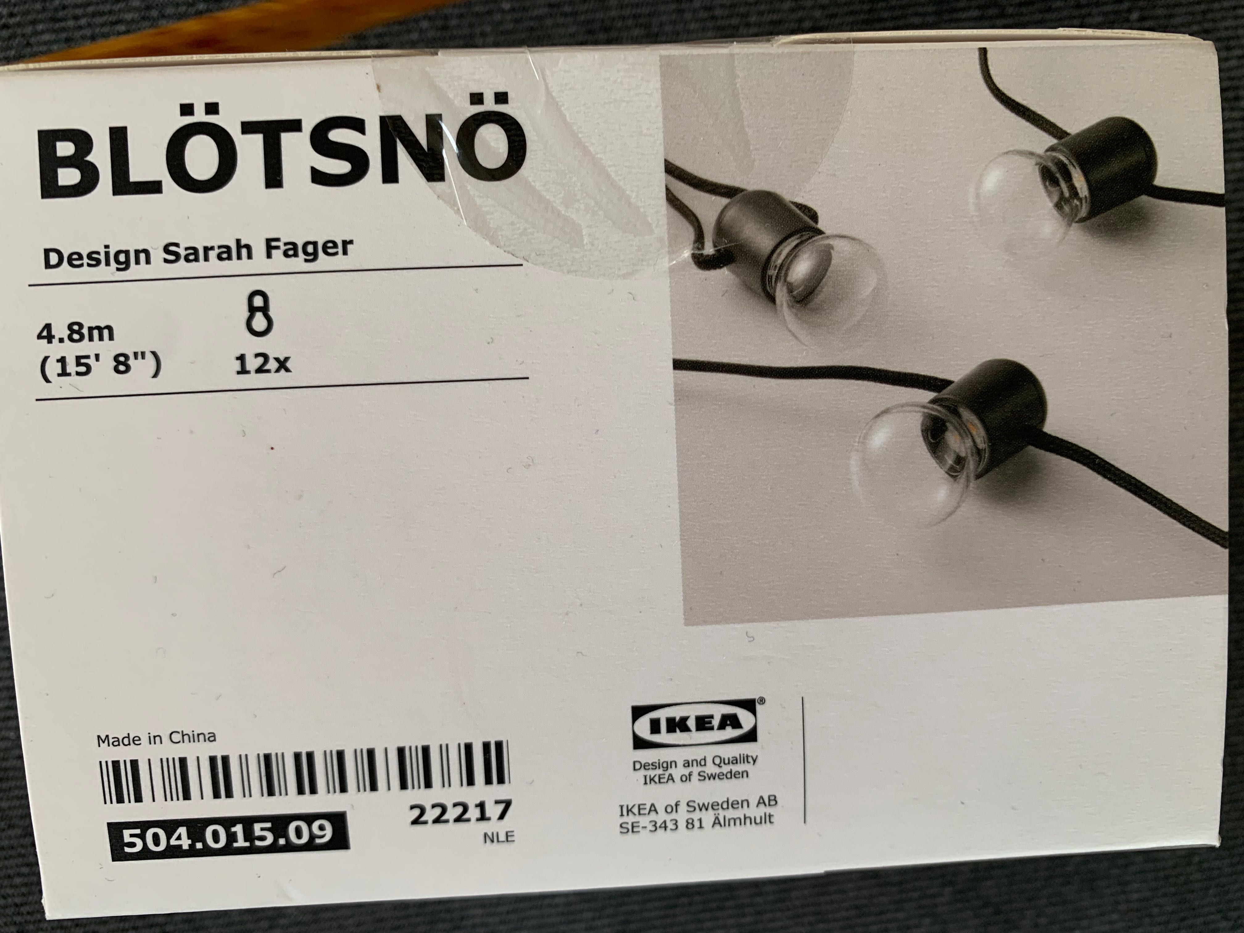 Sznur świetlny Ikea Blotsno 4,8m 12 szt żarówek nowy oryginalny