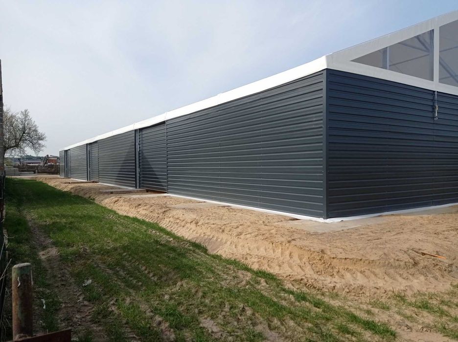 hala namiotowa 25x40x4m ujeżdżalnia dla koni boki z blachy trapezowej