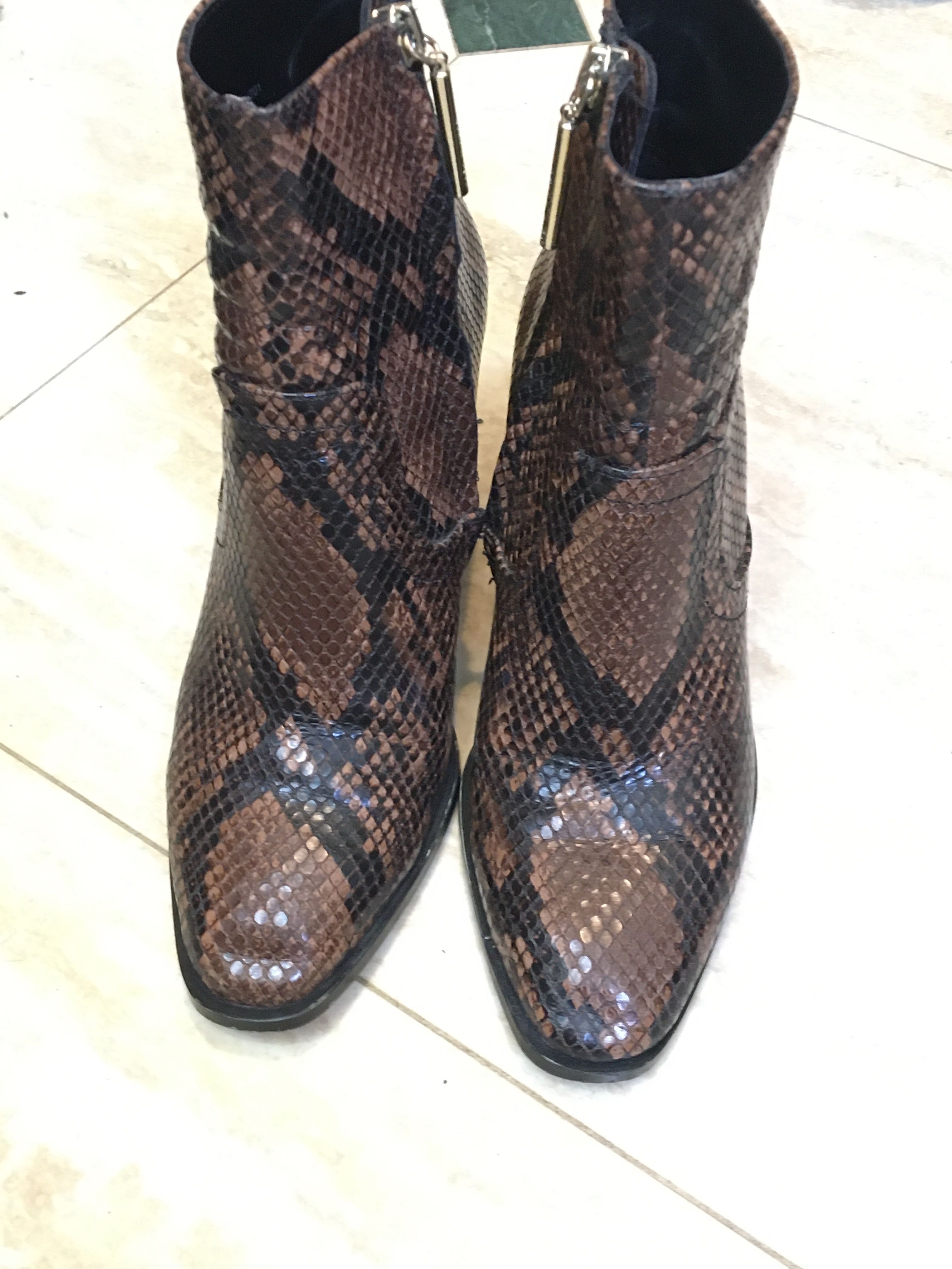 Zara Woman, 37, 23,5 cm, wężowy wzór, zwierzęcy, botki na klocku