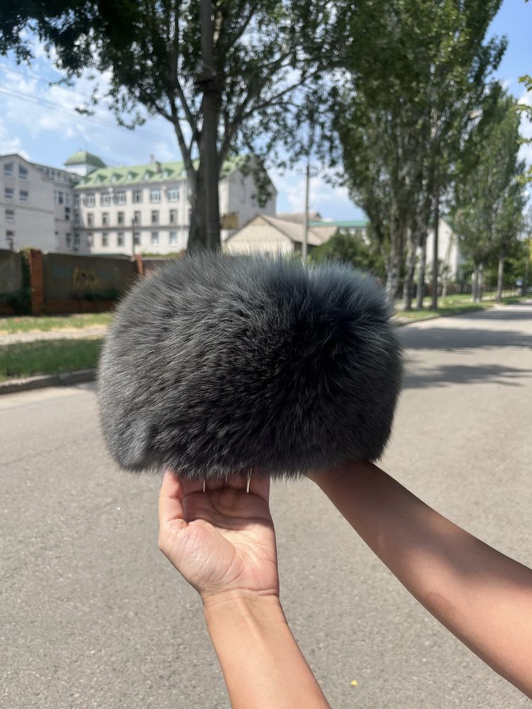 Шапка из песца натуральный мех