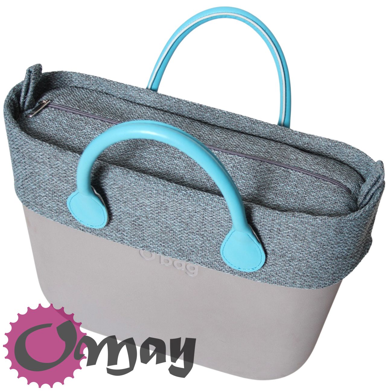 Szary organizer do OBAG STANDARD +OPASKA turkusowa struktura OMAY