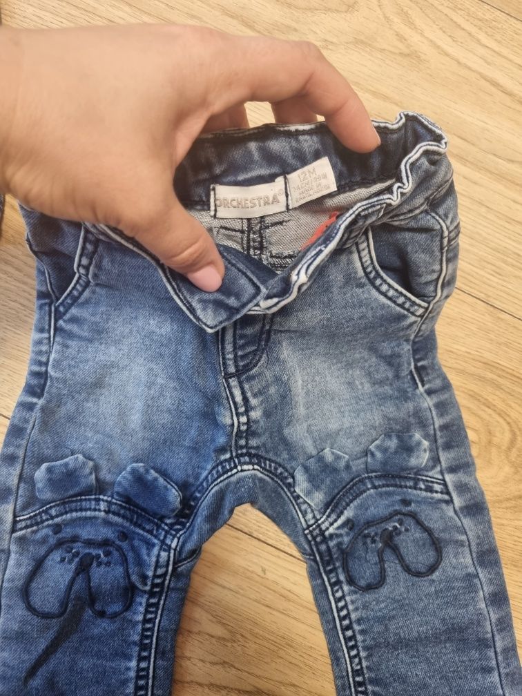 Zestaw 4 spodnie dzins/ tregins r.74 zara, best denim