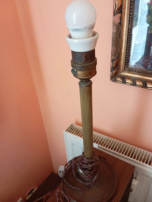 Stara lampka mosiężna z abażurem