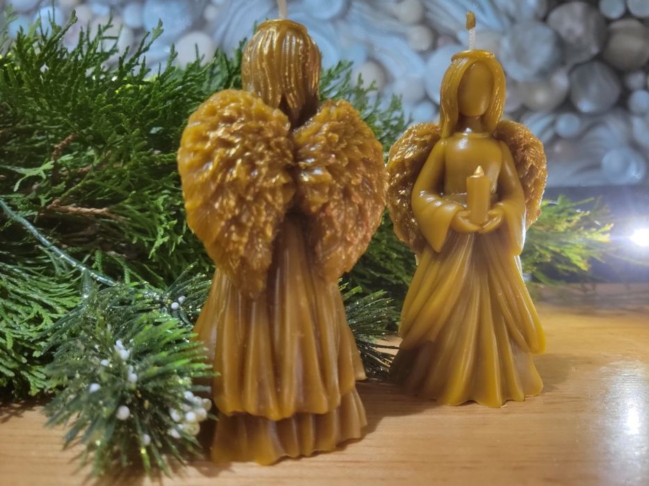 Свічки з натурального бджолиного воску у формі Різдвяного Янгола