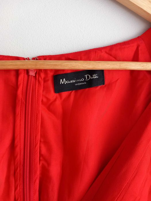 Massimo Dutti elegancka czerwona sukienka jedwabna jedwab pure silk