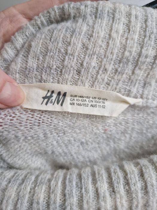 Sweter na ramiona, odkryte ramiona, h&m, szary, 146-152 cm