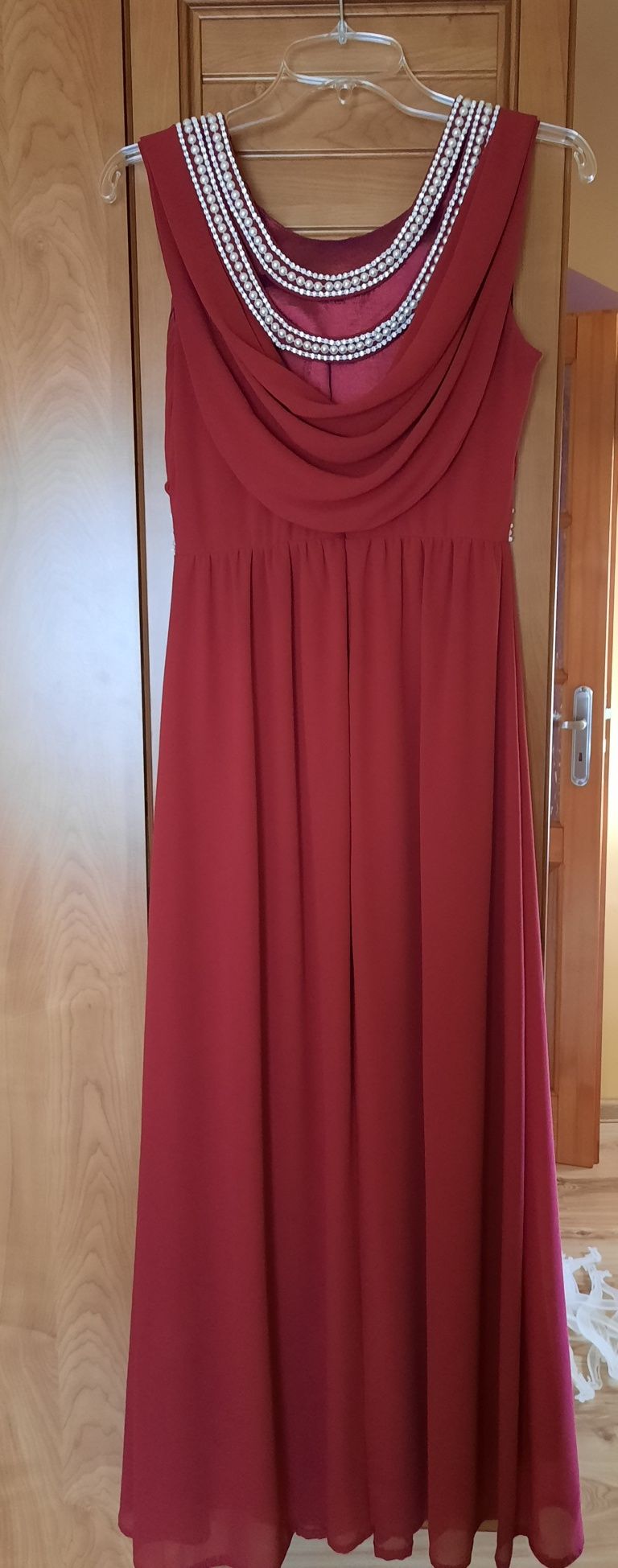 Długa sukienka na studniówkę/wesele bordowa S