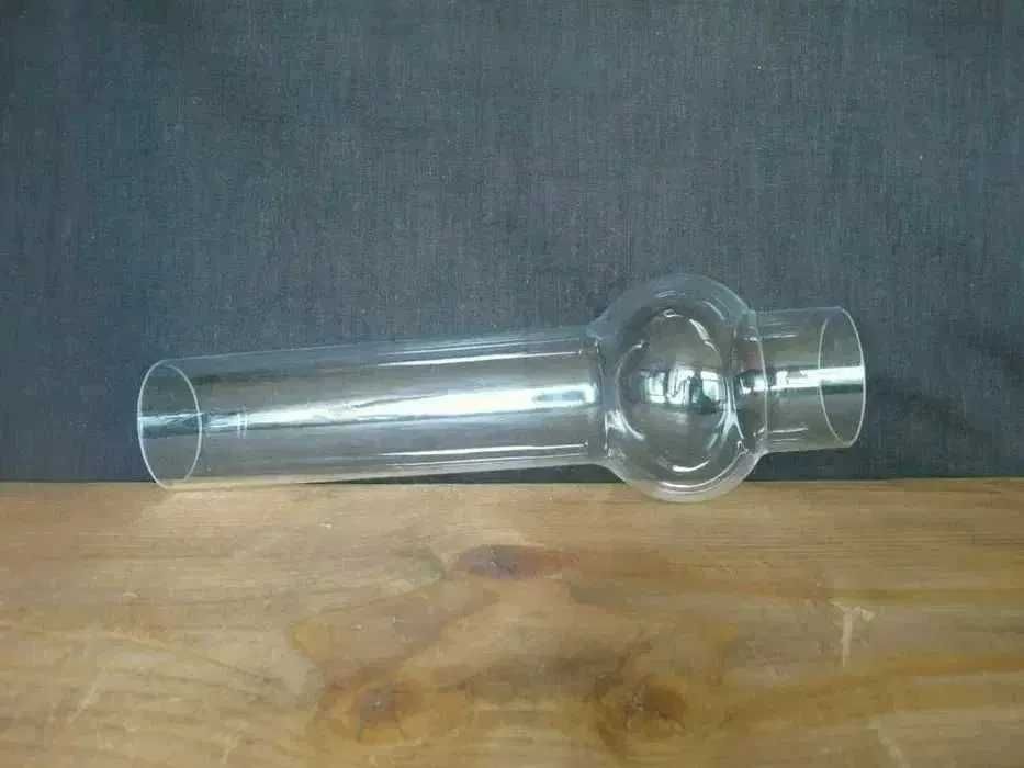 Duży szklany przeźroczysty klosz/ kominek_ lampa naftowa_mont. 65 mm