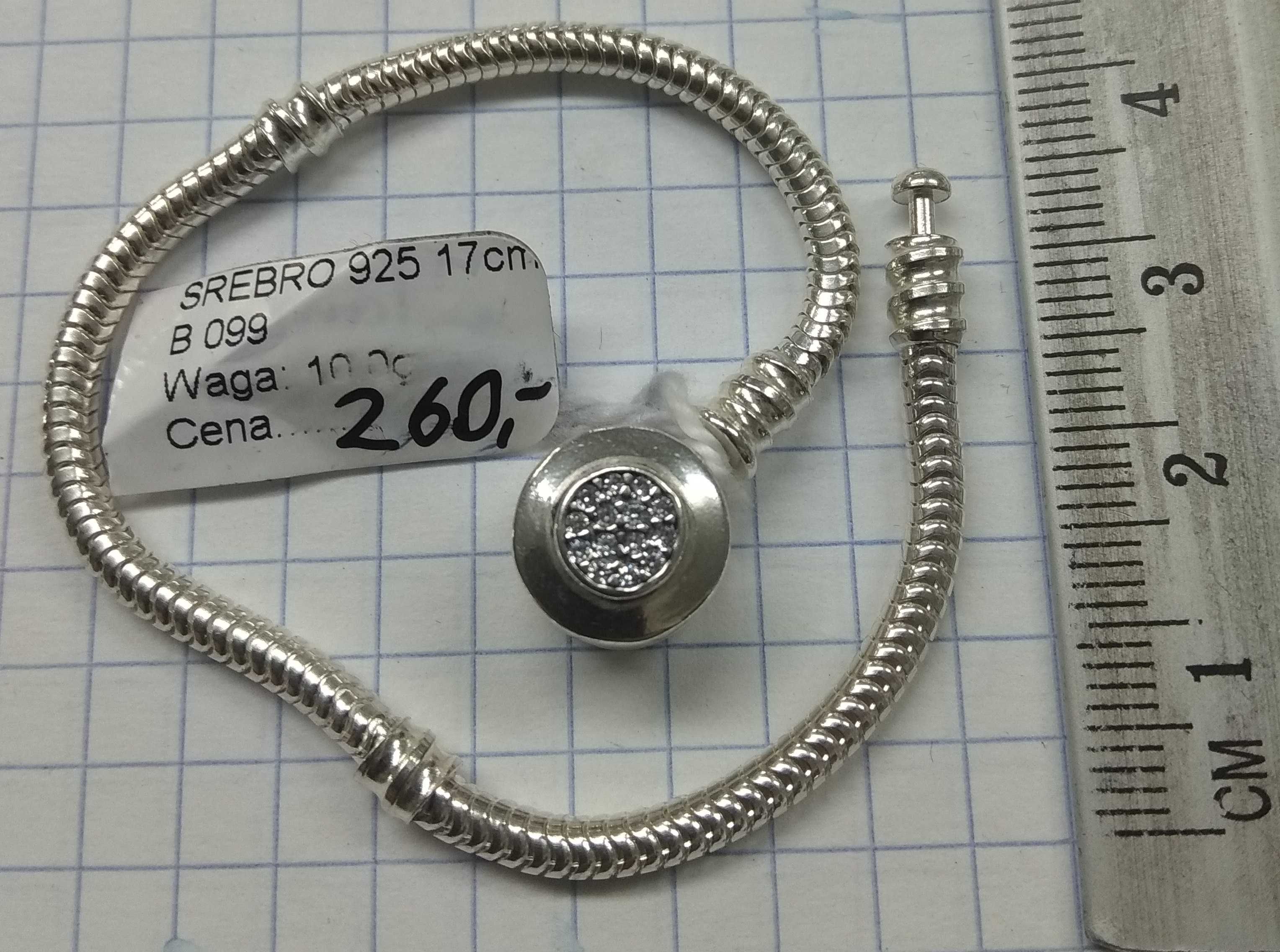 Bransoletka typu pandora Srebro 925 NOWE 17cm - zapięcie CB