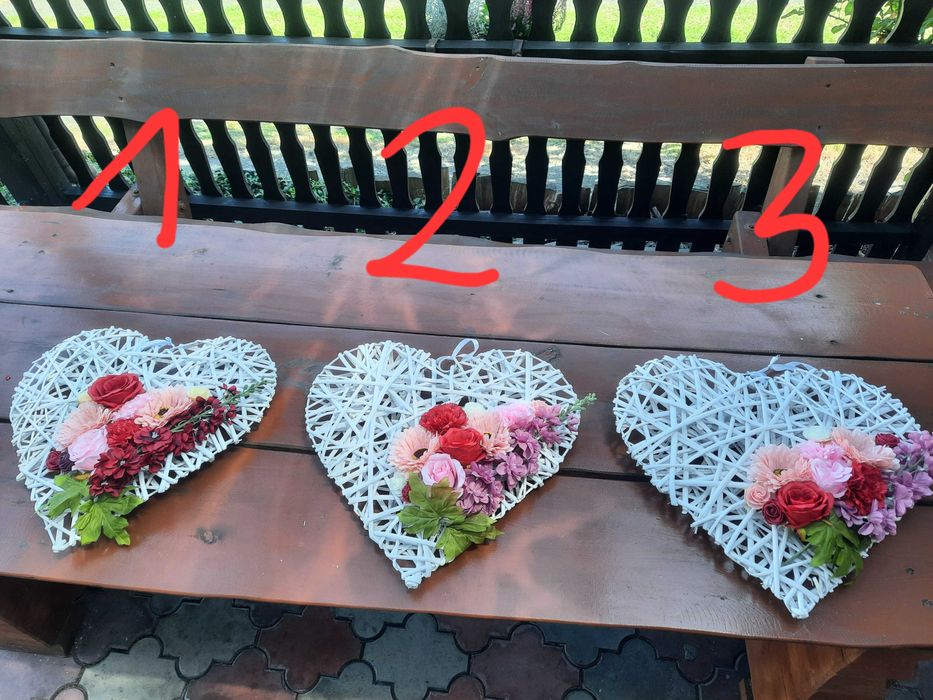 Serce wiklinowe 50 cm kompozycja dekoracja ślubna