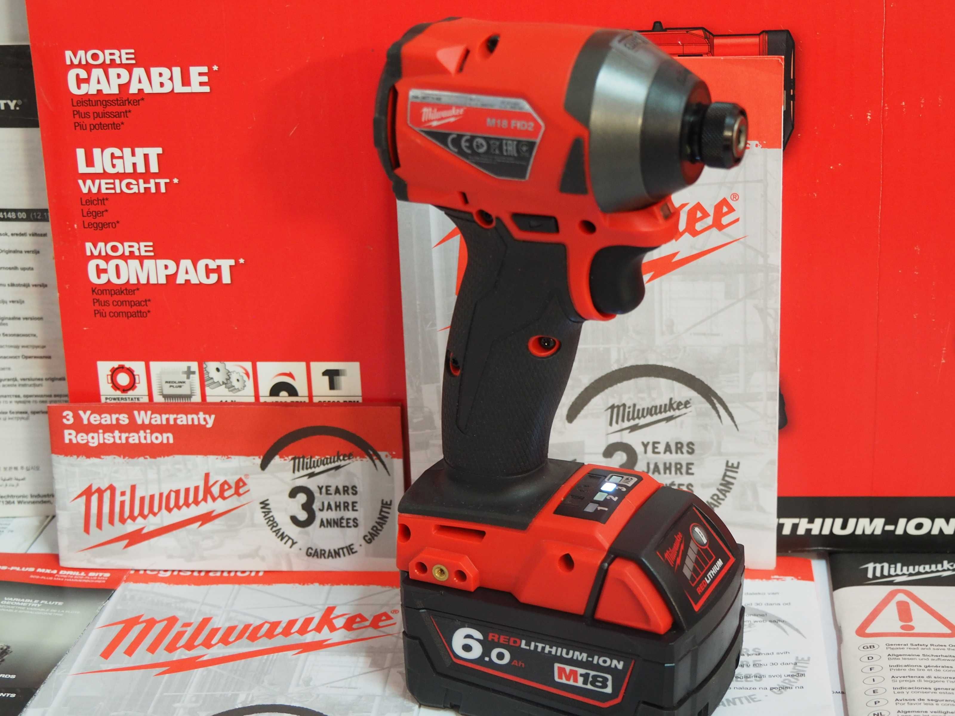 Zakretarka udarowa klucz MILWAUKEE M18 FID2 bateria 18v 6ah 226Nm