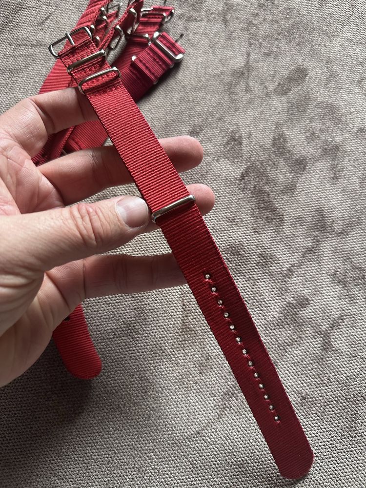 Pasek nato 20mm nowy bordowy Omega Seiko Vratislavia Bulova