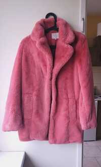 Płaszcz futro futerko sztuczne vila xs róż baby pink