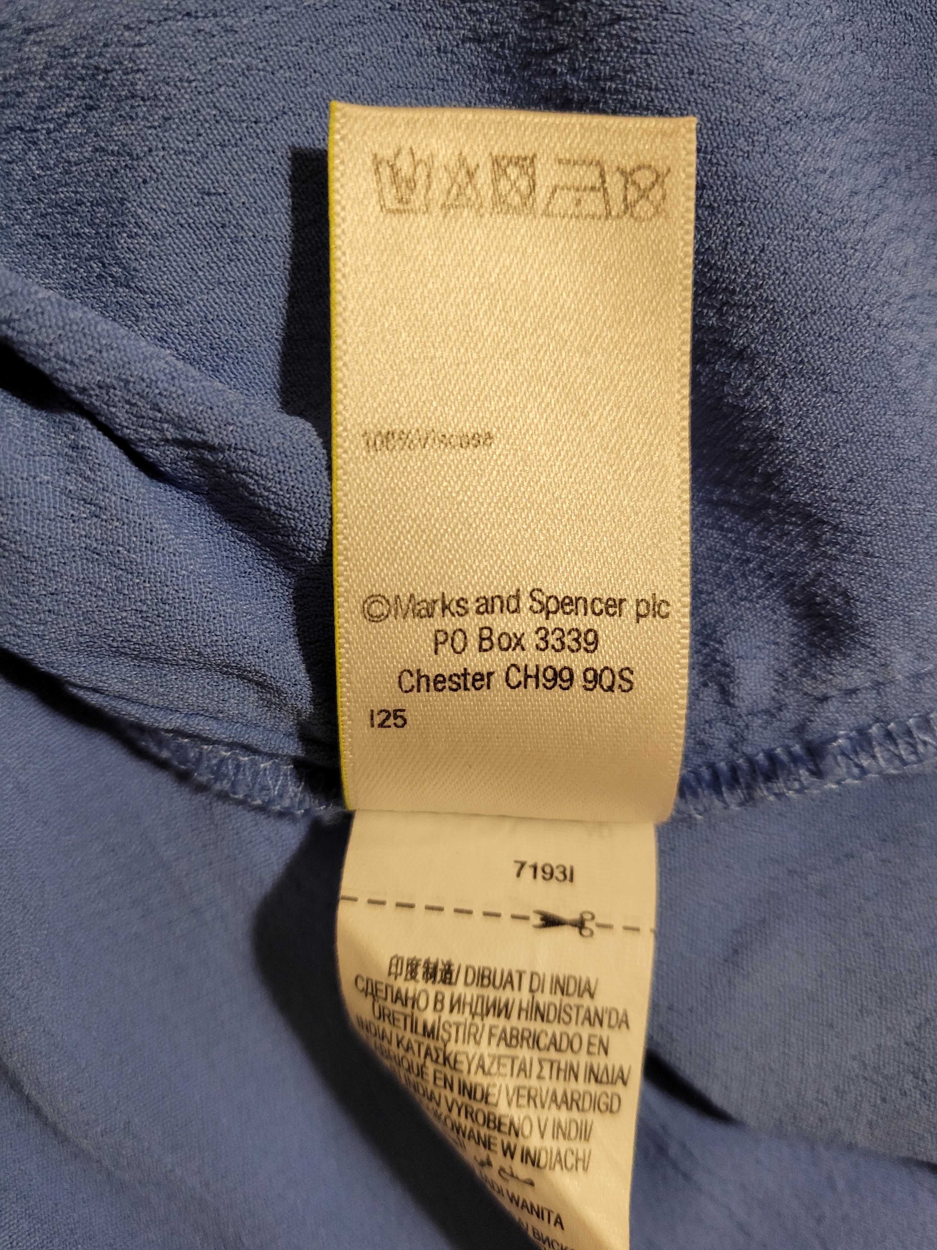 Top M&S wiskoza/żorżeta 38 kobalt chłodny materiał dekolt