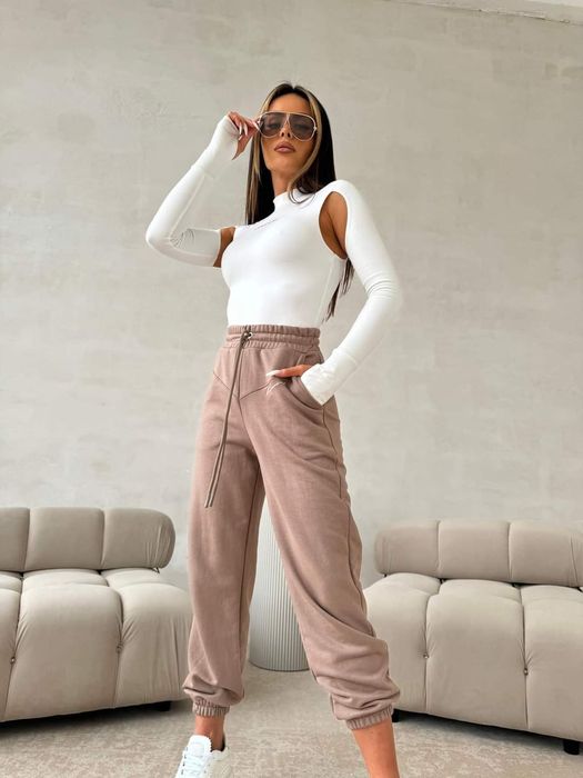 Spodnie damskie LaManuel Bussin XS S M L czarne biale beżowe