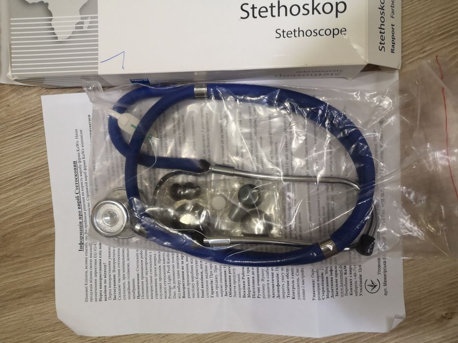 Стетоскоп з подвійною голівкою KaWe синій.