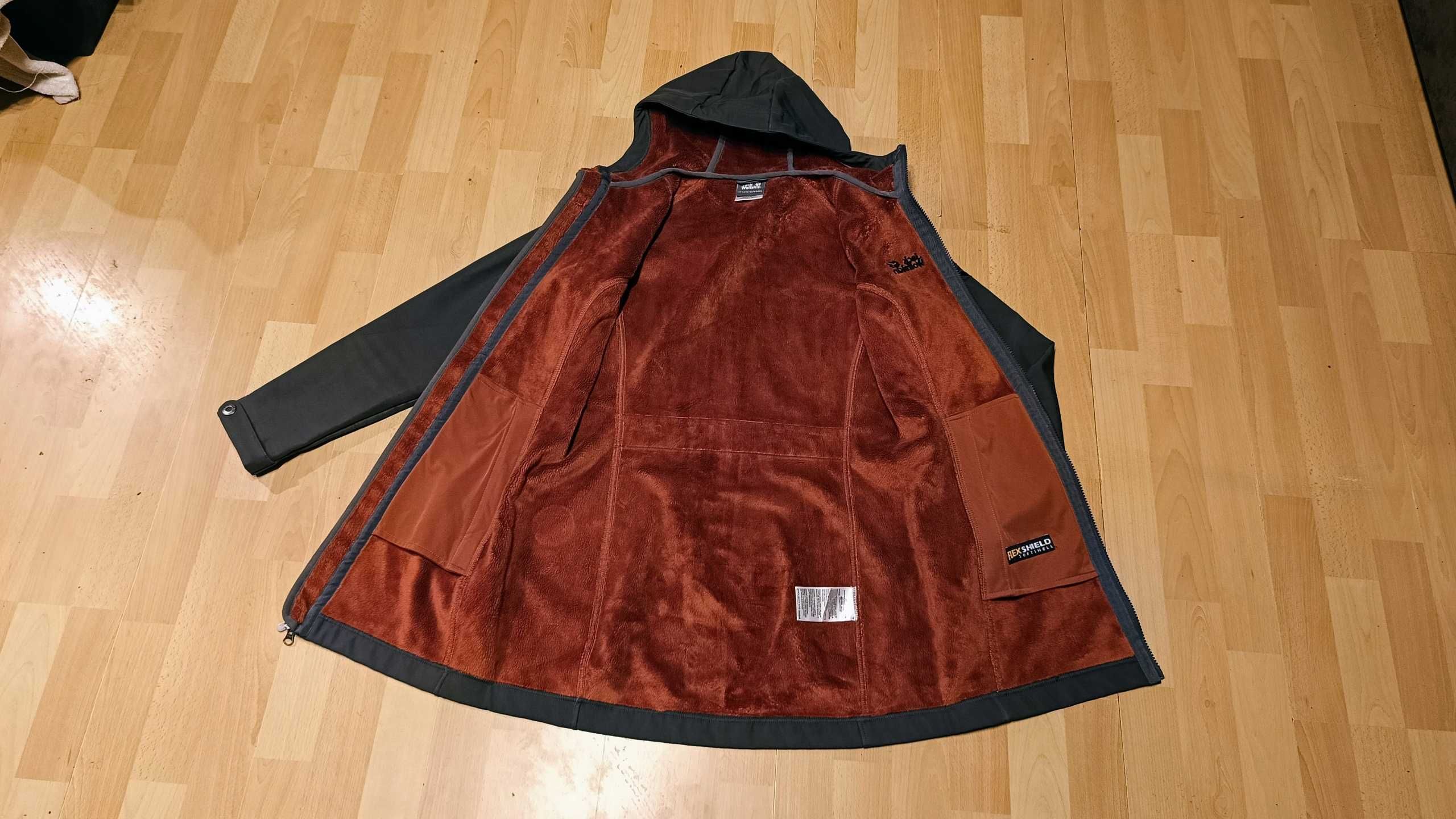 Damska długa ocieplana kurtka JACK WOLFSKIN FLEXSHIELD r.XS st.idealny