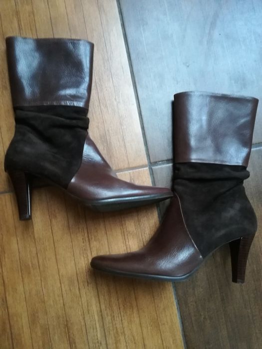 Skórzane kozaki brązowe Gino Rossi