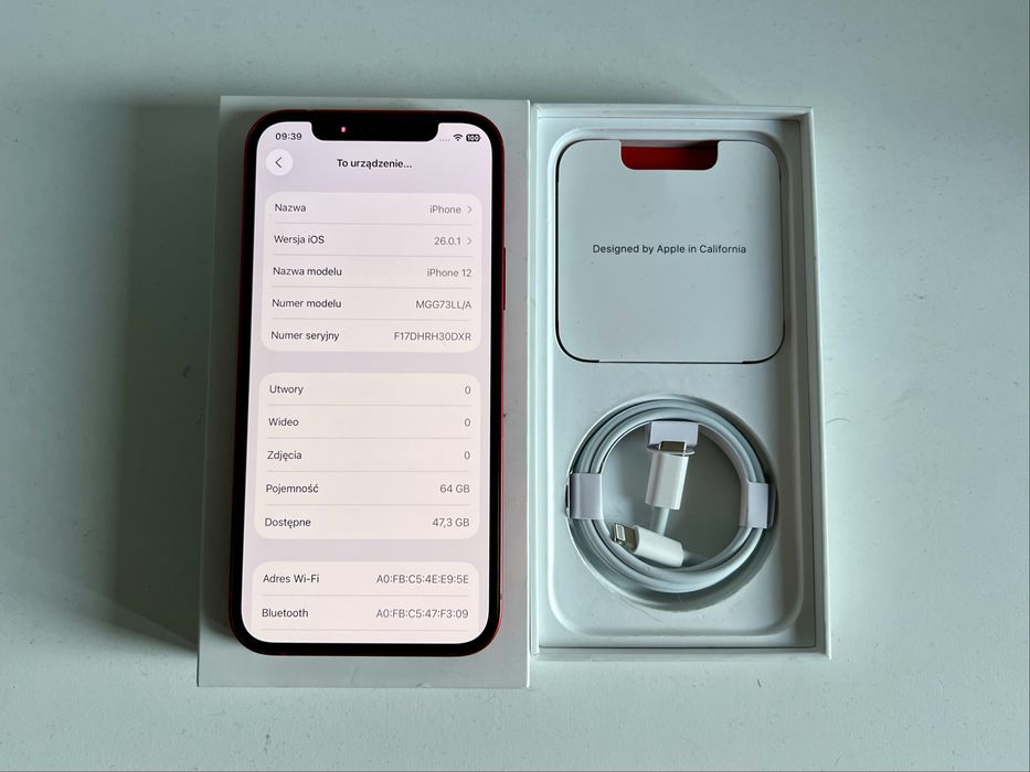Iphone 12 Red 64GB, oryginalny, nigdy nie naprawiany