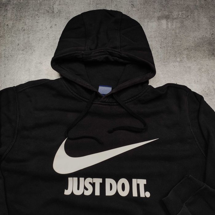 MĘSKA Bluza z Kapturem Hoodie Nike Just Do It Bawełna Czarna Nadruk
