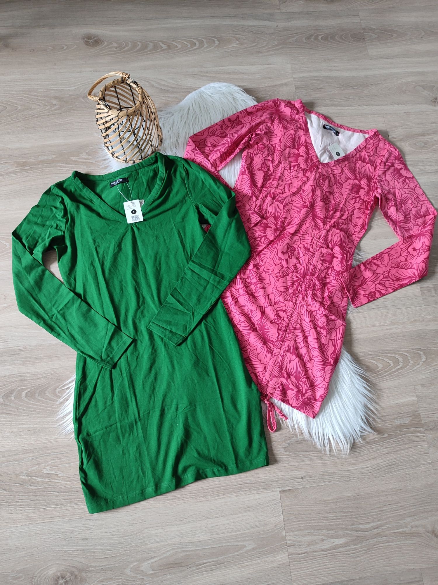 Tunika sukienka mini 2pak nowa zielona różowa 36 S