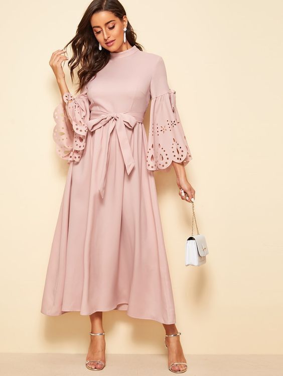 Niesamowita NOWA długa sukienka maxi pudrowy róż M-L
