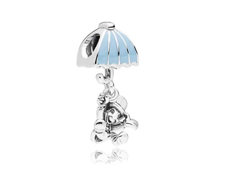 charms do pandora świerszcz Pinokio parasol Disney wisiorek srebrny