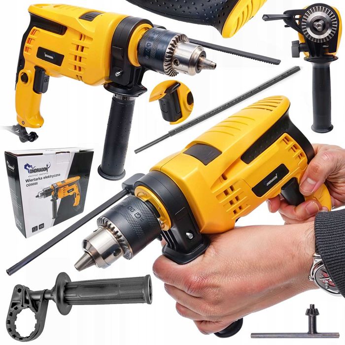 Mocna wiertarka udarowa 1600w 13mm regulacja udar elektryczna z udarem