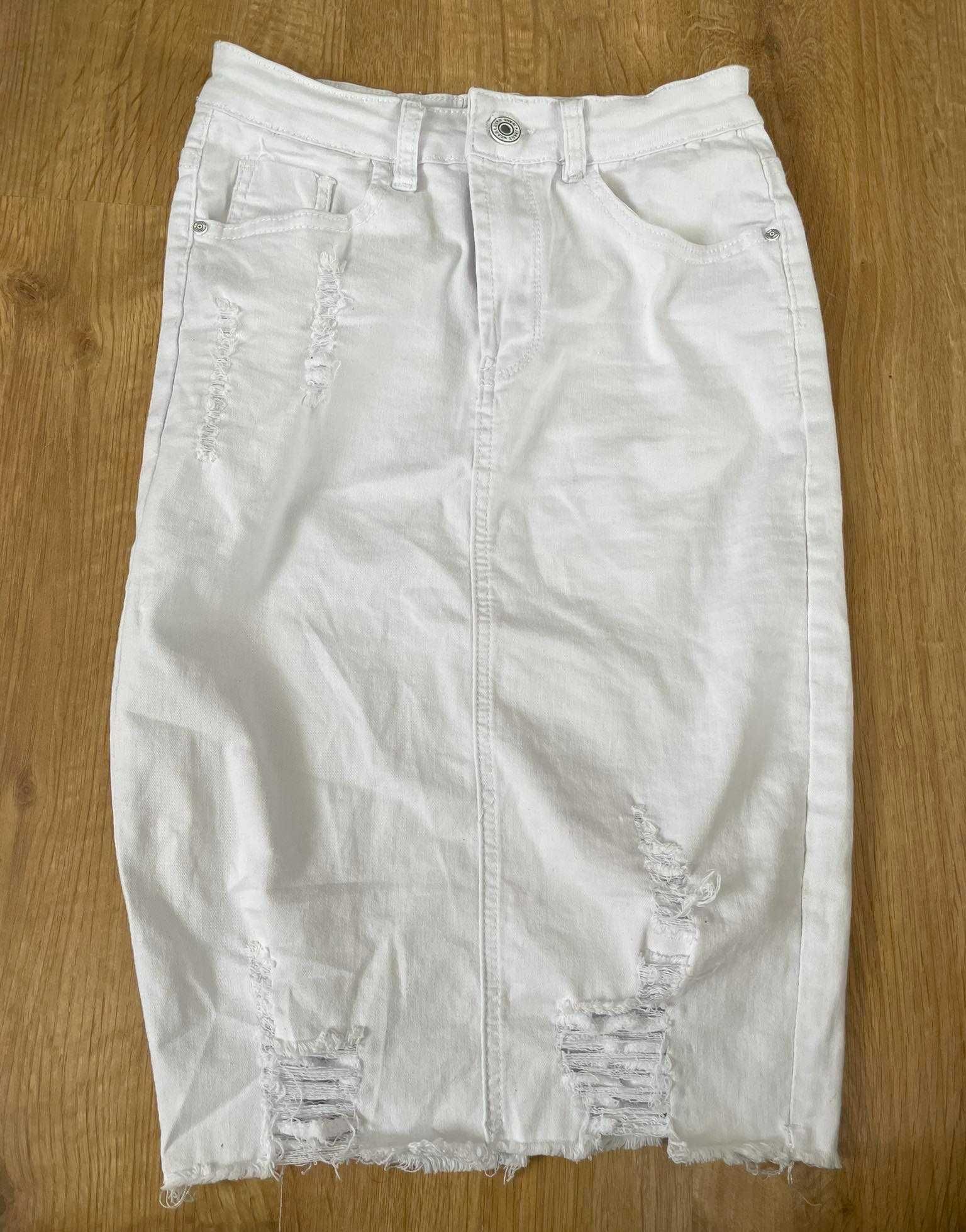 Mybestiny spódnica biała 36 s xs z przetarciami